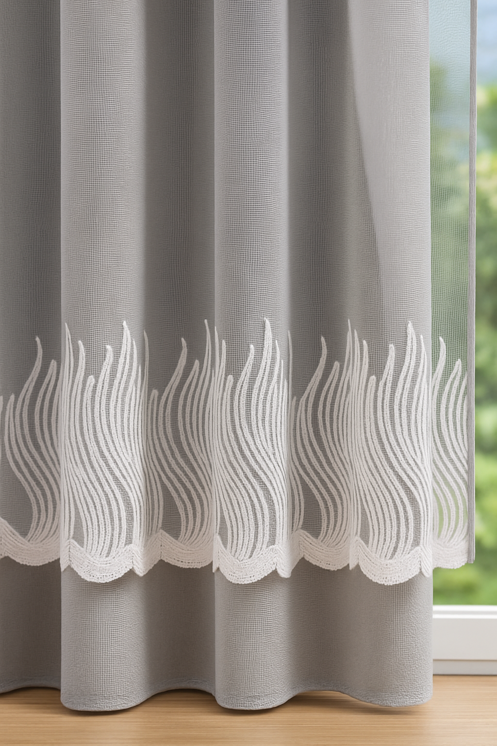 Wave Desenli Bambu Etek Tül Perde – Doğal Şıklığın Modern Yorumu